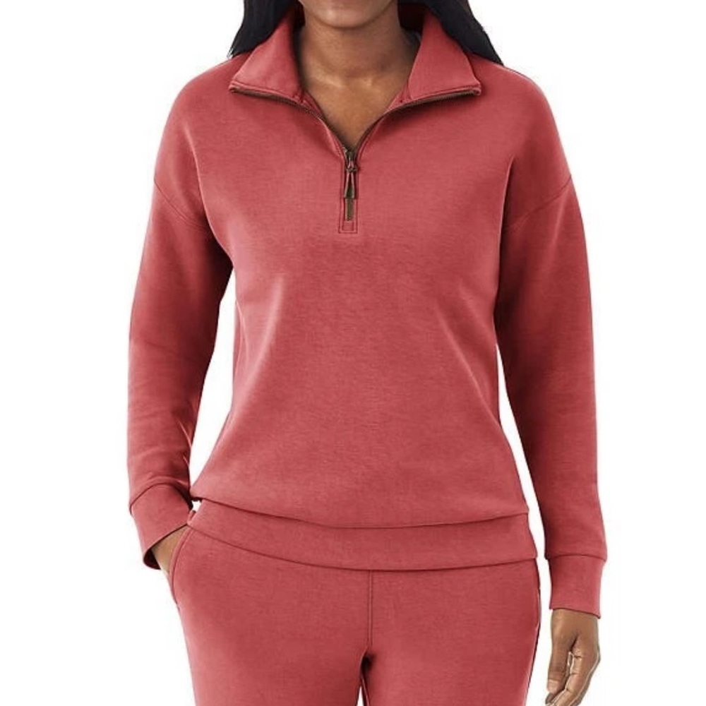 Coral Quarter Zip Pullover